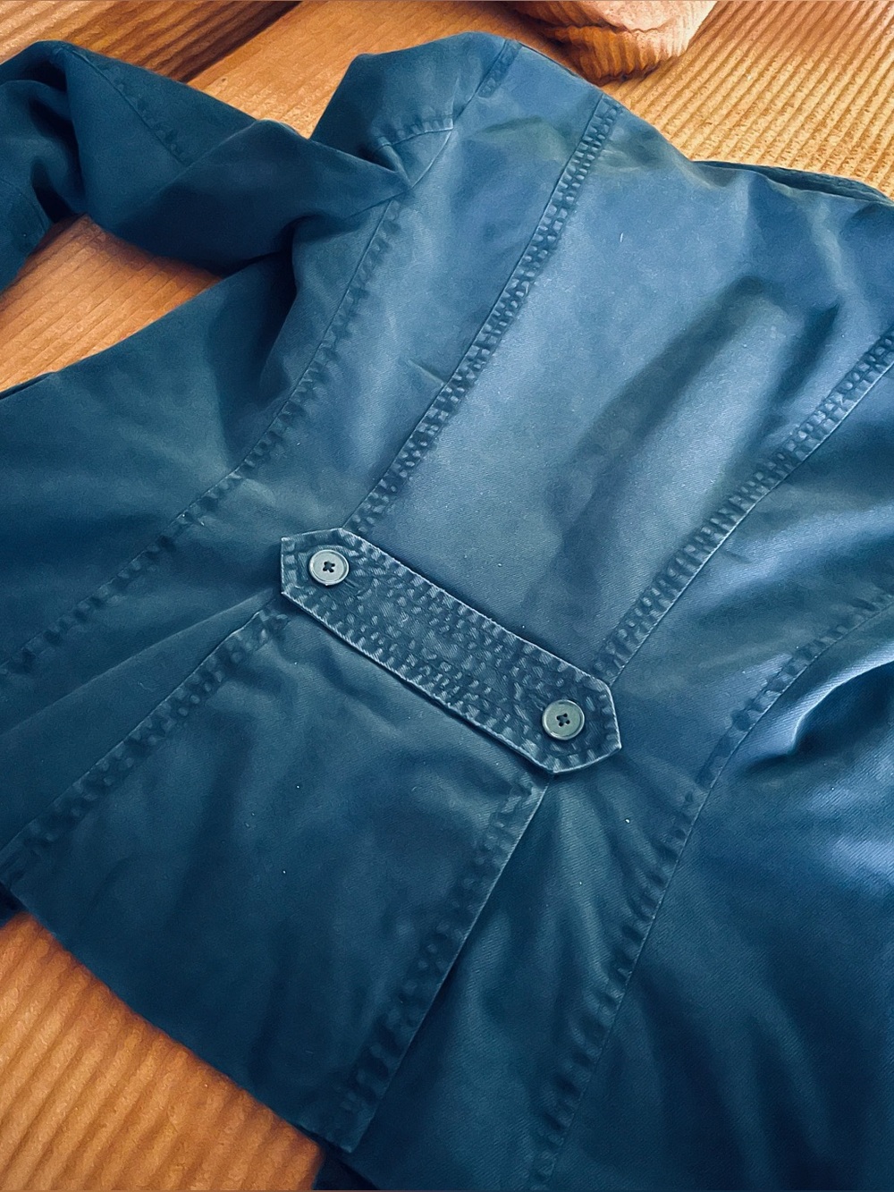 Banana Republic sailor utility jacket with small ticking checkered print inside